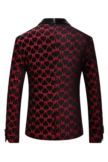 Blazer de bal imprimé châle noir rouge